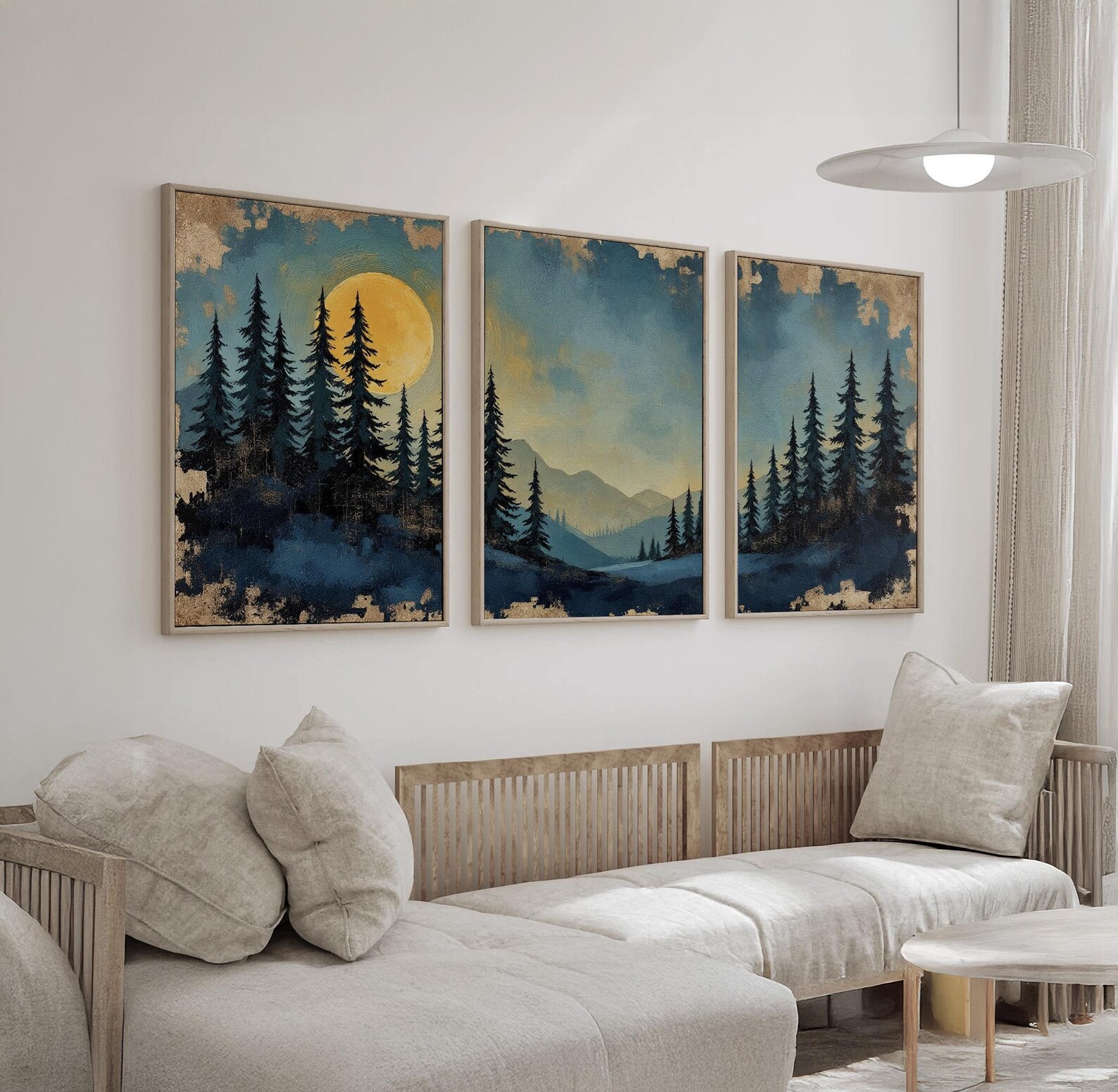 Mountain and Forest Wall Art Triptych | Pine Tree Landscape Canvas ...