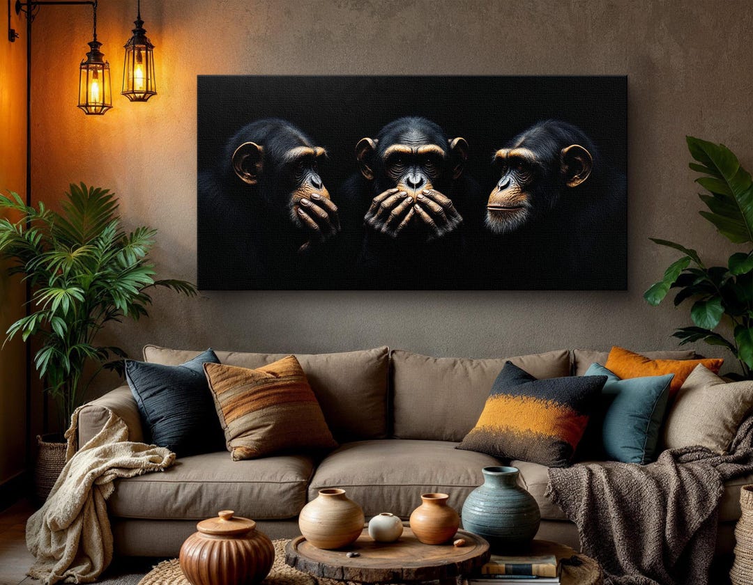 Three Wise Monkeys Wall Art - See No Evil, Hear No Evil, Speak No Evil ...
