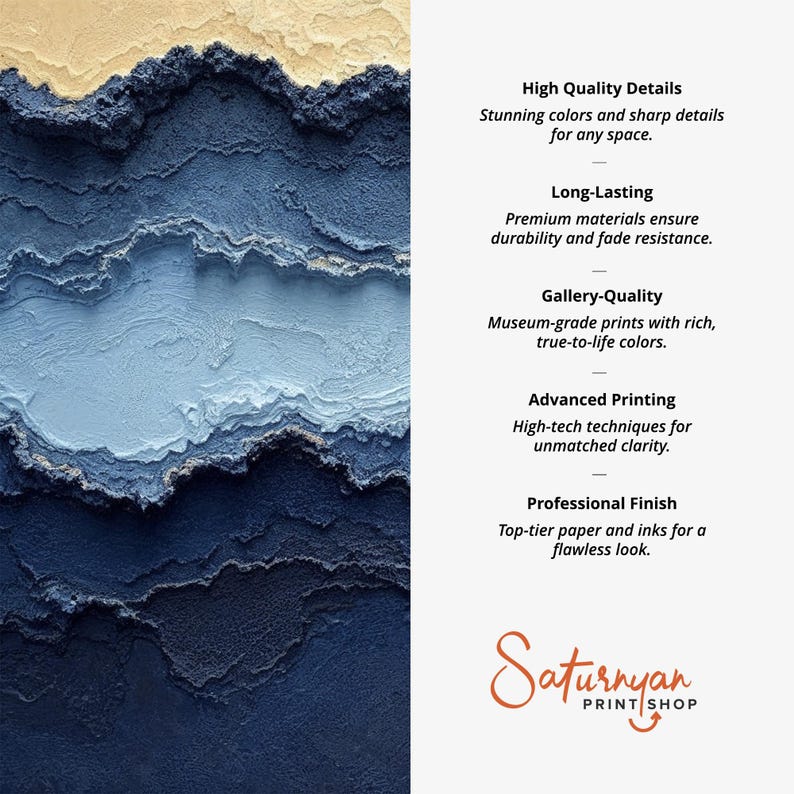 Ocean Layered Abstract Wall Art Set of 3 | Navy, Beige & Sky Blue ...