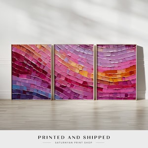Set of 3 Abstract Vibrant Pink Art Prints, Modern Fuscia Wall Art, Bold Pink Decor, Contemporary Wall Art for Living Room, Office or Bedroom