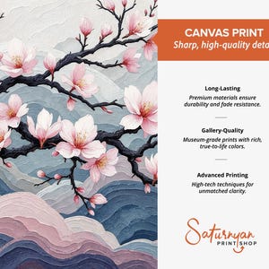 Japanese Cherry Blossom Wall Art Set, Sakura Tree Wall Decor, Elegant Floral Triptych, Zen Meditation Art, Soft Pink Nature Canvas Print bild 9