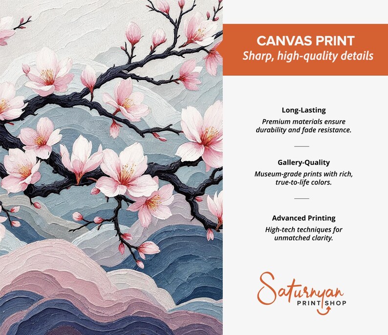 Japanese Cherry Blossom Wall Art Set, Sakura Tree Wall Decor, Elegant Floral Triptych, Zen Meditation Art, Soft Pink Nature Canvas Print bild 9