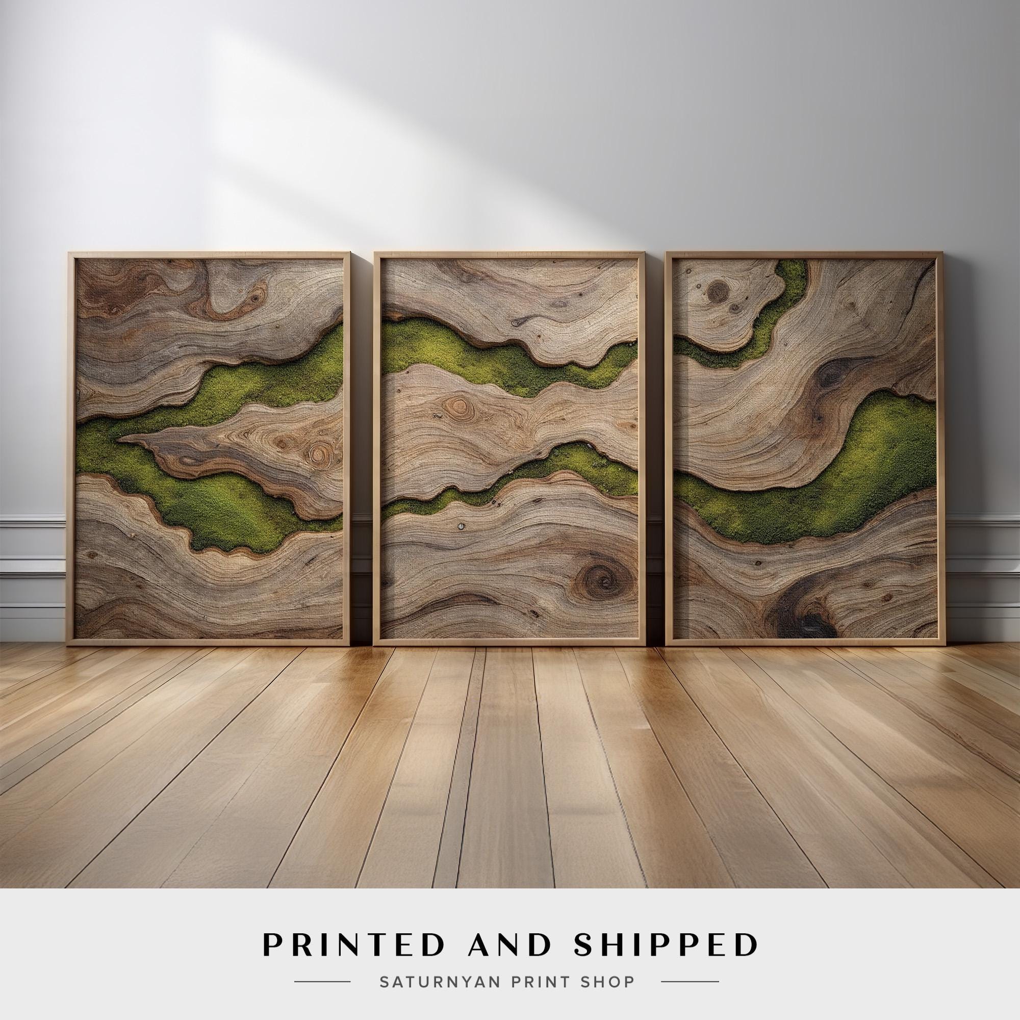 Visual Reference: Wood Grain Wall Art Set Of 3 Abstract Organic Canvas