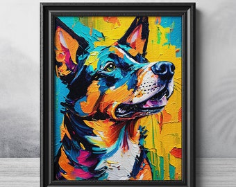 Pet Portrait Painting, Dog Art Print, Basenji Abstract Art, Jack Russell Terrier, Colorful Dog Art, Original Painting, Textured Art, Gift
