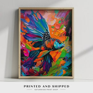 Colorful Fish Painting, Ocean Wall Art, Marine Life Decor, Vibrant Fish Art, Underwater Painting, Coastal Home Decor, Beach House Decor Gift