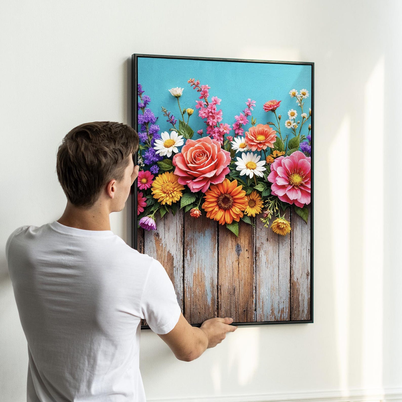 Rustic Floral Wall Art Set of 3 | Colorful Garden Flower Triptych With ...