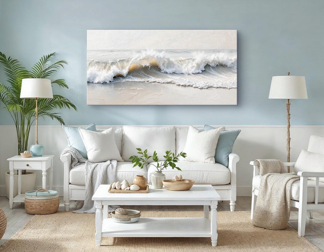 Ocean Wave Wall Art - Large Canvas Painting of Waves Crashing on the ...