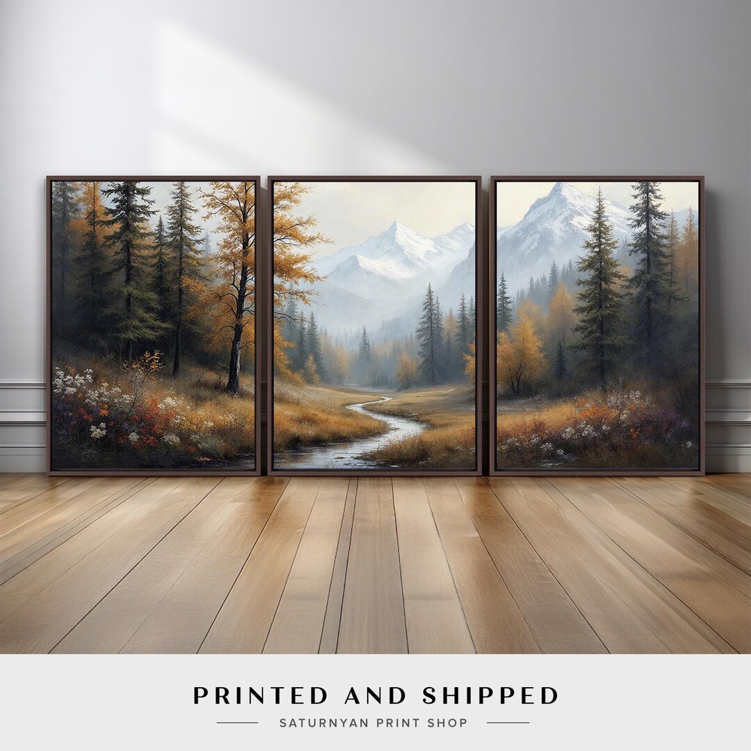 Mountain Landscape Triptych Wall Art | Scenic 3 Panel Canvas Prints ...