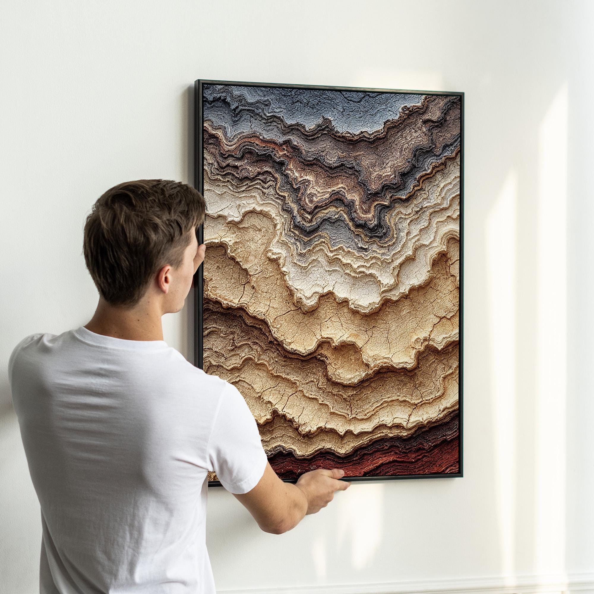 Geological Layered Abstract Set of 3 | Earthy Rock Formation Triptych ...