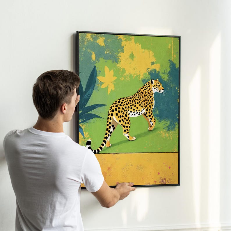 Set of 3 Vibrant Leopard Wall Art | Bold and Colorful Jungle-Inspired Canvas Prints with Playful Pink and Green Tones for Modern Home Decor image 6