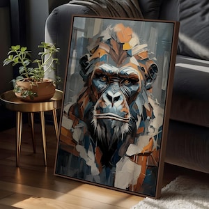 Gorilla Wall Art, Gorilla Painting, Wildlife Gorilla Home Decor, Gorilla Art Print, Gorilla Wall Art, Animal Lover Gift,  Wildlife Art