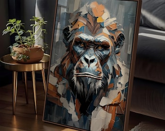 Gorilla Wall Art, Gorilla Painting, Wildlife Gorilla Home Decor, Gorilla Art Print, Gorilla Wall Art, Animal Lover Gift,  Wildlife Art