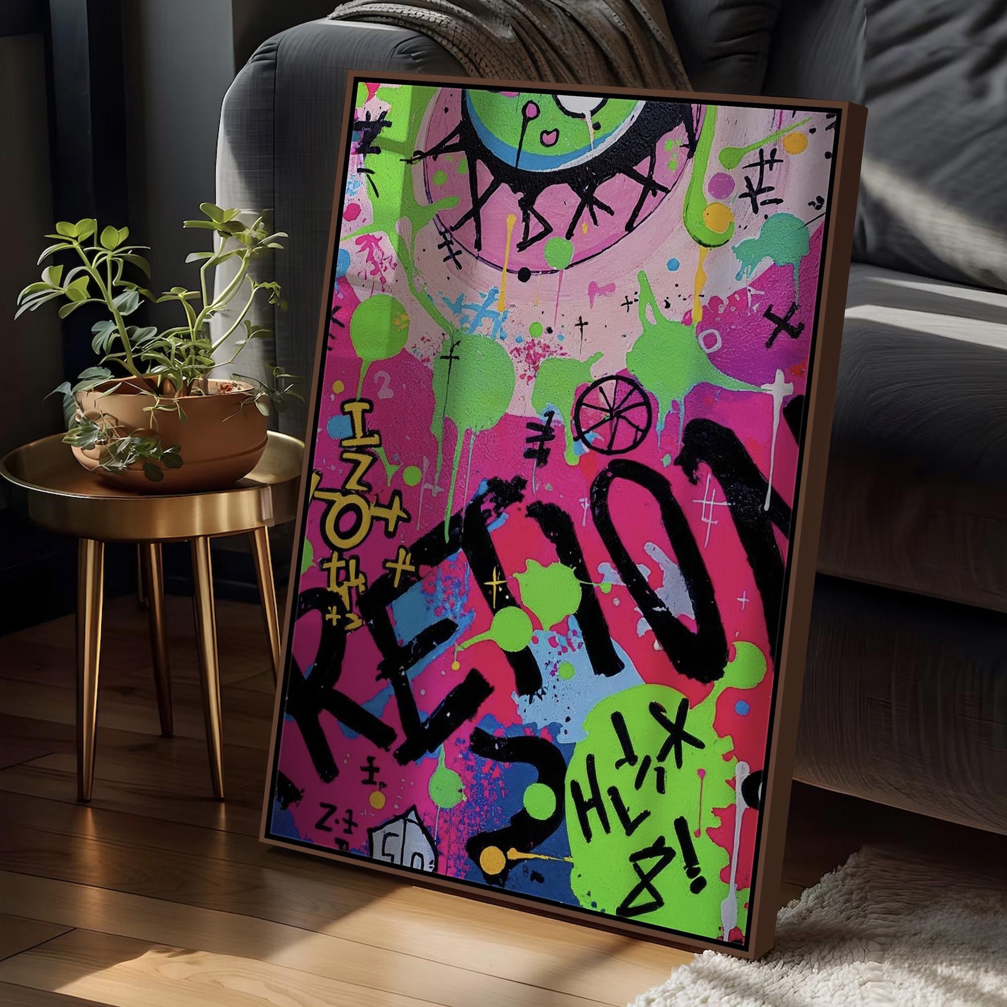 Graffiti Wall Art Set of 3 | Colorful Street Art Abstract Face Canvas ...
