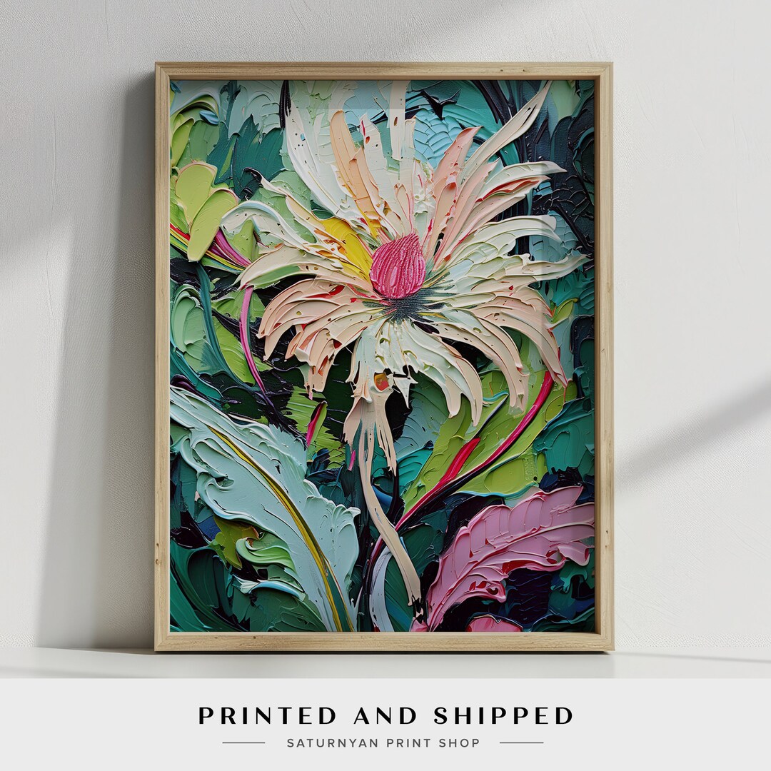 Abstract Flower Painting, Botanical Flower Art, Gift Idea Flower Art