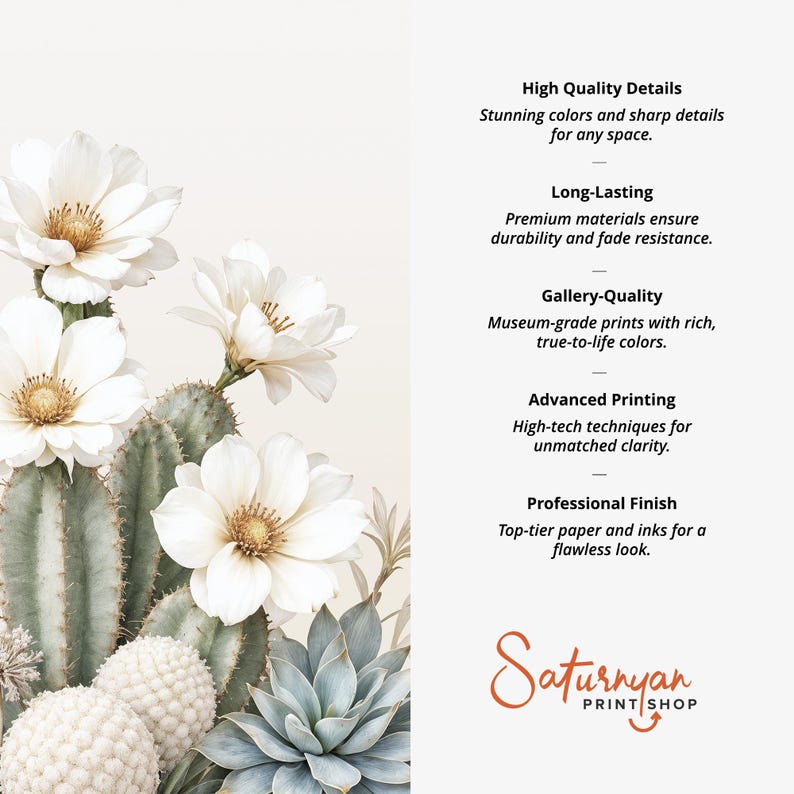 Neutral Cactus Wall Art Set | Desert Succulent & Floral Prints | Minimalist Botanical Painting | Boho Nature Artwork for Home Decor image 10