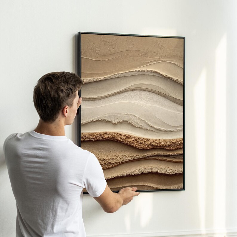 Sand Beige Brown Wabi Sabi Abstract Wall Art Set of 3 | Organic Modern ...