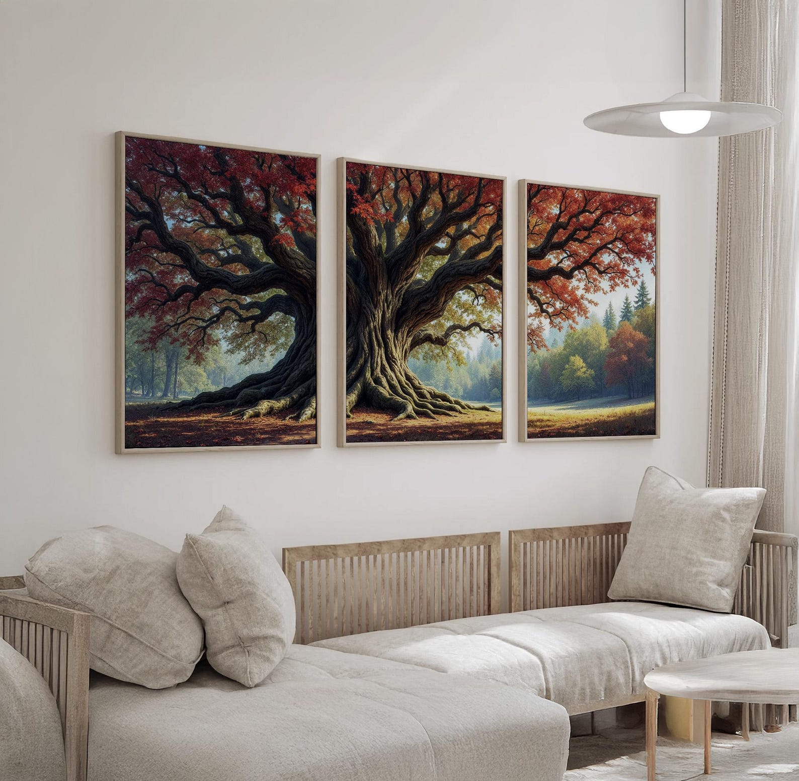 Ancient Tree Wall Art Set of 3 | Majestic Oak Landscape Canvas Prints ...