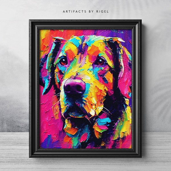 Golden Retriever Dog Portrait, Abstract Dog Painting, colorful dog Art,  Animal Wall Art, Modern Wall Art, Animal Painting, Gifts for Dad