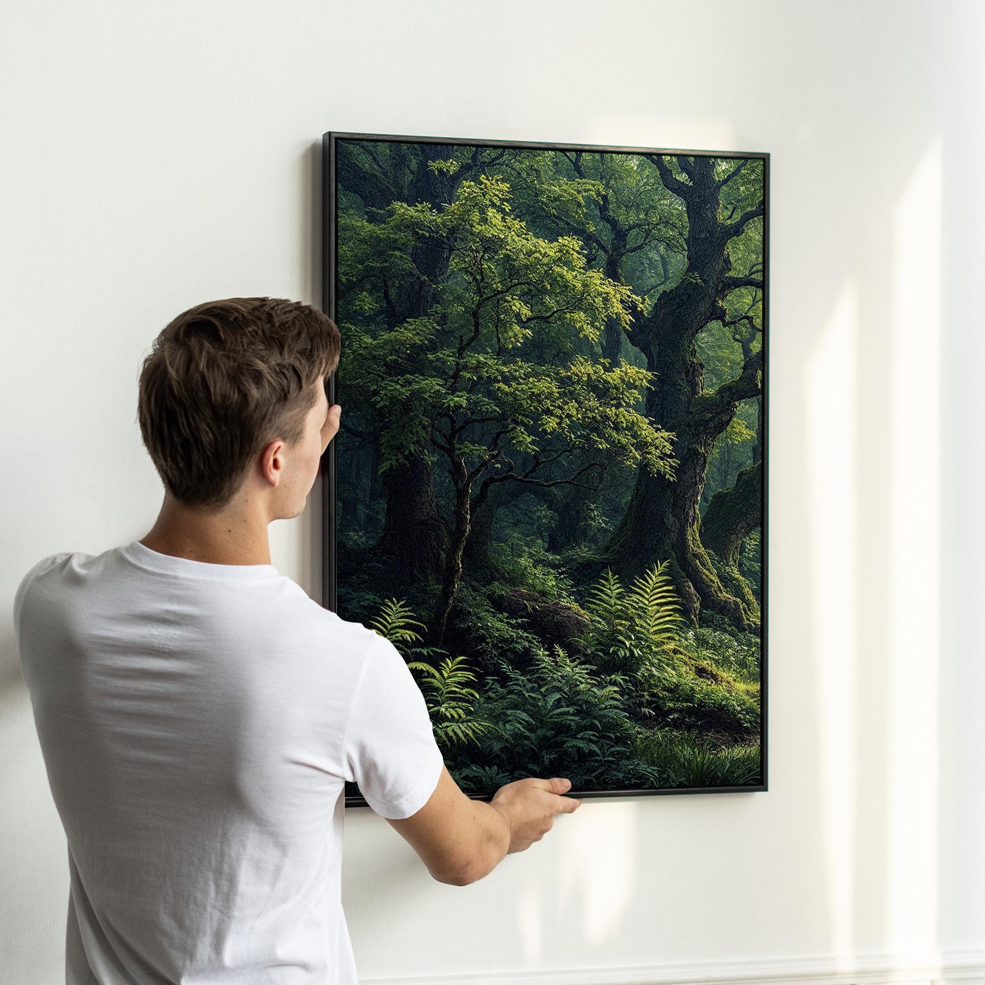 Green Forest Wall Art Set of 3 | Tranquil Nature Landscape Canvas ...