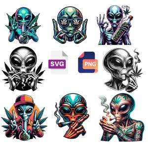 Alien Smoking Weed Svg PNG Weed Pot Leaf UFO,SublimationDesign,Cannabis,Stoner Alien Weed Pot Leaf UFO svg,Aliens smoke marijuana,Smoker Svg