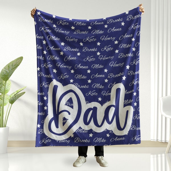 Dad Blanket with Kids Names,father's day blanket,gift for dad from children, blanket for dad, customizable gift,birthday gift,couch blanket