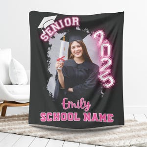 Custom Class of 2025 Graduation Gift Blanket, Personalized Photo Throw Blanket Couch for Graduation Present, High School Senior Gift