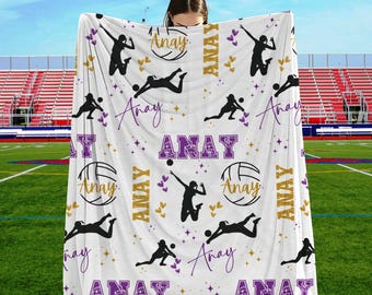 Personalized Volleyball Blanket: Custom Name Sport Gift for Volleyball Girls