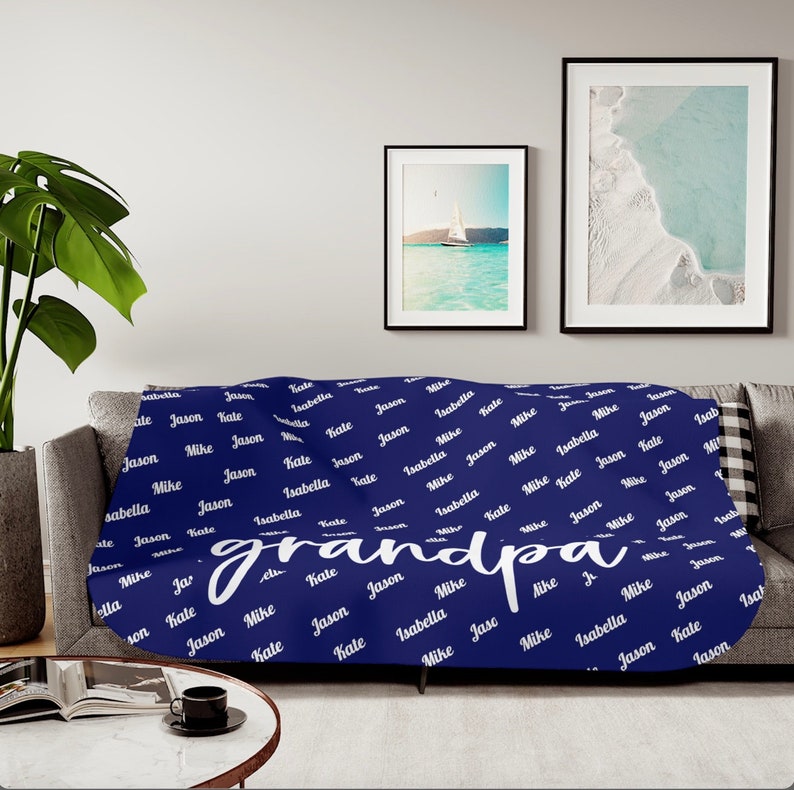 Personalized Blanket With Grandkids Name, Custom Grandma Blanket