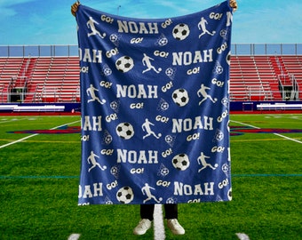 Personalized Soccer Blanket, Gift for Soccer Player, Couch Blanket, Throw Blanket with Name, Soccer Team, Kids Blanket, Unique Present