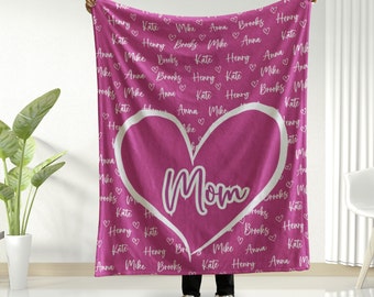 Personalized Mom Blanket with Kids Names,mother's day blanket, throw blanket, blanket for mom, gift for mother's day, postpartum gift.