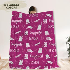 Personalized Graduation Blanket: Sherpa Fleece Throw, Custom Name Gift