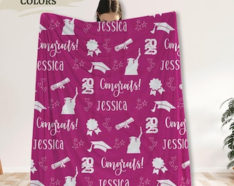 Personalized Graduation Blanket: Sherpa Fleece Throw, Custom Name Gift