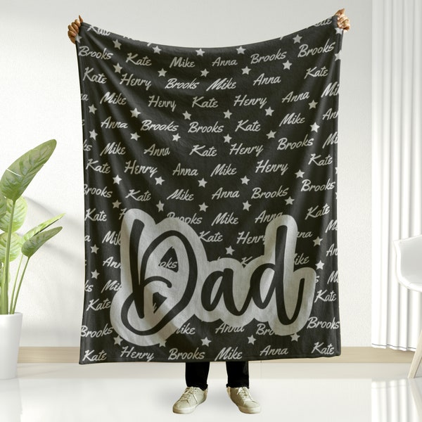 Dad Blanket with Kids Names,father's day blanket,gift for dad from children, blanket for dad, customizable gift,birthday gift,couch blanket