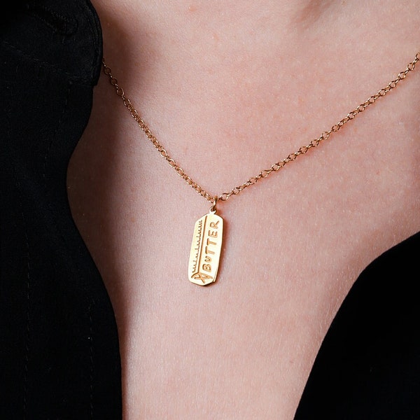 24k Gold Filled Stick O’ Butter Necklace · Blooblee · Gold Butter Pendant · 925 Silver/Rose Gold