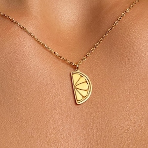 24k Gold Dipped Lemon Slice Necklace • Handmade Charm