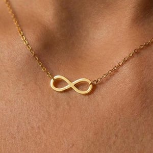 24k Gold Fill Infinity Necklace: Minimalist Figure 8 Pendant