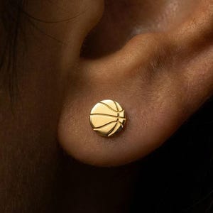 Dainty 24k Gold Fill Basketball Stud Earrings: Game Day Jewelry