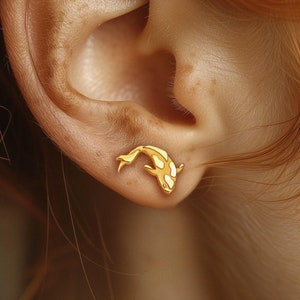 24k Gold Filled Koi Fish Earrings · Stud Earrings · Gift for Her · Gold Fish Earrings · Year of the Dragon Jewelry · Pair · 925 Silver
