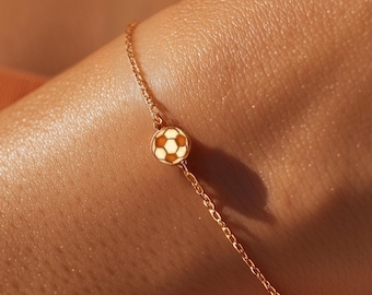 24k Gold Fill Dainty Soccer Bracelet · Futbol Jewelry · Soccer Mom Team Gifts · FC Jewelry · Adjustable
