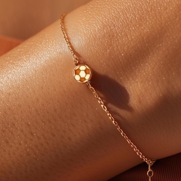 24k Gold Fill Soccer Bracelet: Adjustable Sports Jewelry