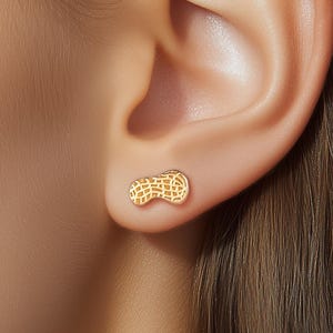 24k Gold Filled Peanut Stud Earrings: Tiny Food Jewelry