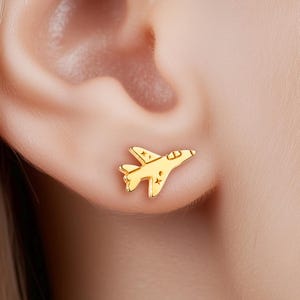 24k Gold Filled Fighter Jet Earrings · Airforce Jewelry · Airplane Earrings · Plane Aviation Gift for Pilot / Flight Crew / Navy Mom