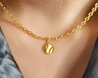 24k Gold Fill Dainty Baseball Necklace · Game Day Pendant · Sports Mom Gift · World Series Jewelry · Softball Charm Necklace · 925 Silver