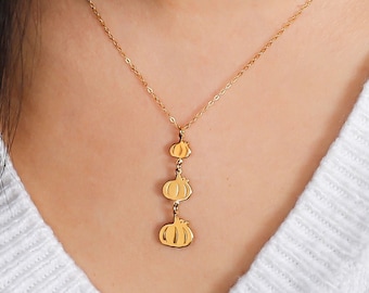 Gold Pumpkin Necklace · 24k Gold Fill & Sterling Silver · Thanksgiving / Halloween Gift for Her · Fall Jewelry · Statement Pumpkin Pendant
