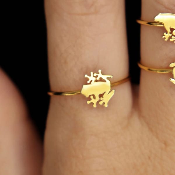 24k Gold Filled Frog Ring · Cute Dainty Ring · Minimalist Jewelry · Simple Stackable Rings · Weird Jewelry · BFF Best Frog Friends Forever