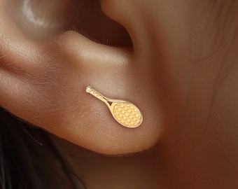 24k Gold Fill Tennis Racket Stud Earrings: Sports Gift