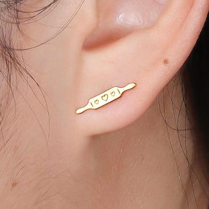 24k Gold Filled Rolling Pin Stud Earrings