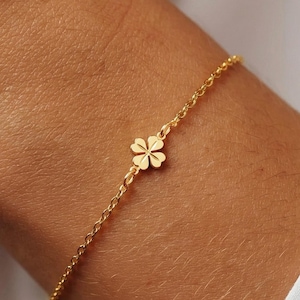 24k Gold Filled Mini Four Leaf Clover Bracelet: Irish Shamrock Jewelry