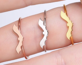 24k Gold Filled or 925 Silver Bat Ring · Cute Halloween Jewelry · Minimalist Fall Jewelry · Simple Gold Stackable Rings · Halloween Ring