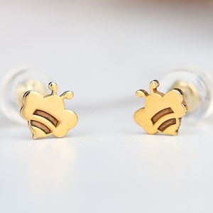 24k Gold Fill Dainty Bee Stud Earrings · Tiny Bumblebee Gold Studs · Perfect Minimalist Cartilage Earring · Honeybee Earrings · Pair